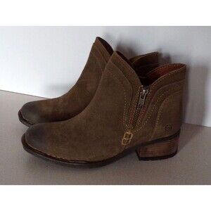 Born Boots Sz 6 Malta II Side Zip Ankle Bootie BR0053855 Distressed Brown Suede